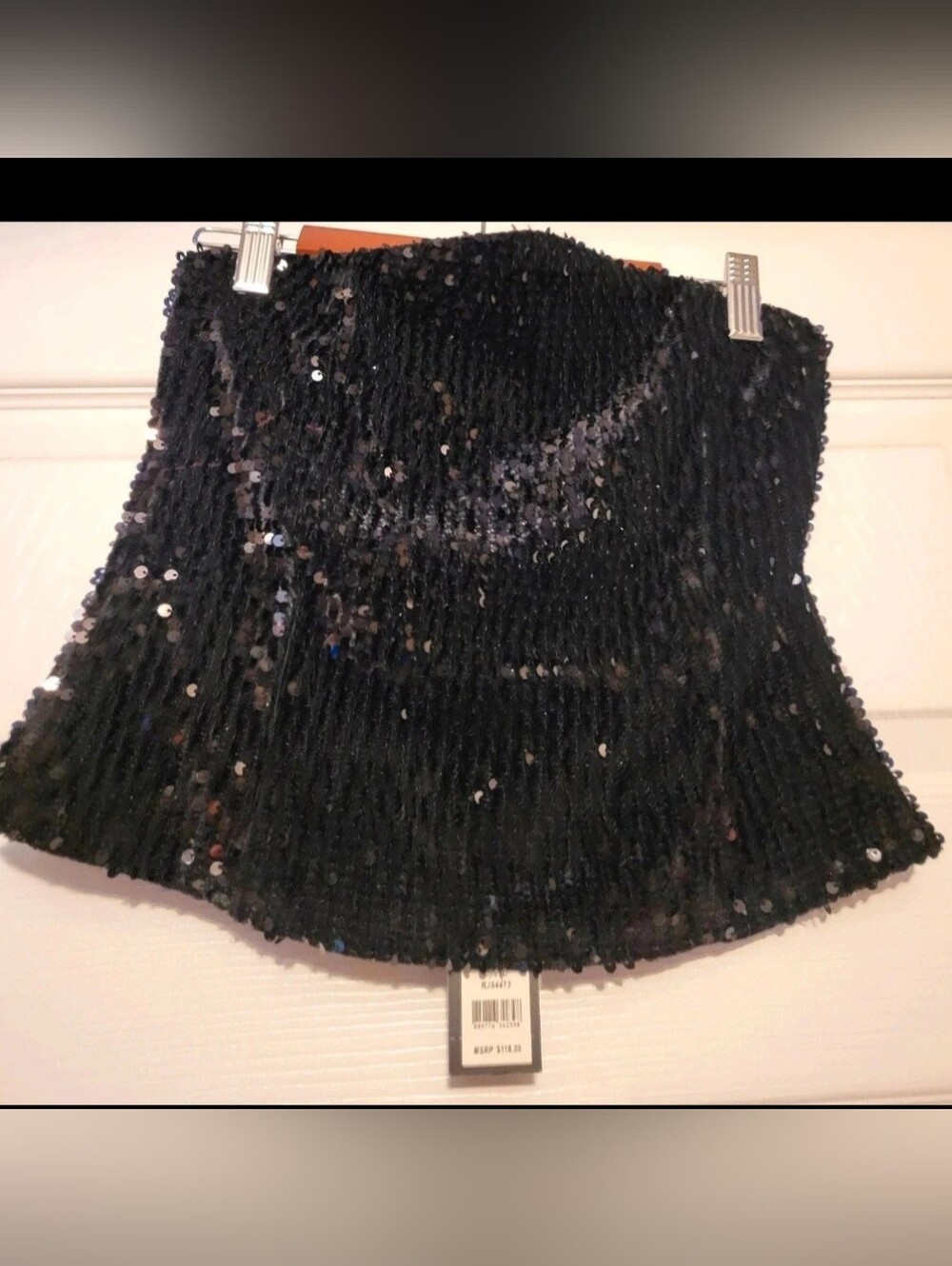 Romeo & Juliet Couture Black Sequin Strapless Tube Top